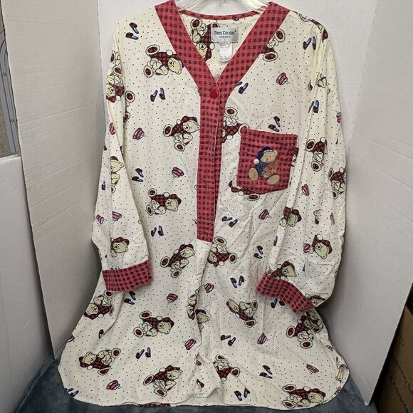 true colors Other - Vintage True Colors Sleepwear Flannel Nightgown Teddy Bear Size XL Cottage